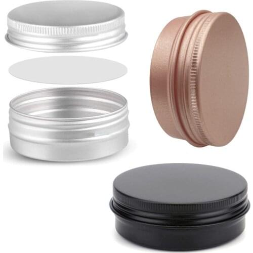 30pcs 60g/2OZ Aluminum Jar Empty Cosmetic Metal Cream Face Mask Tins Containers Beauty Skin Care Tool Matte Black Silver