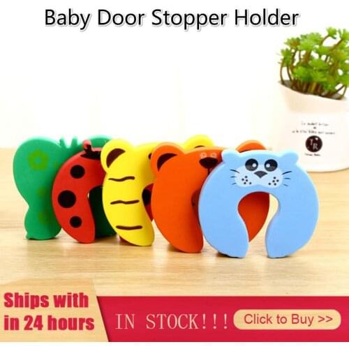 5Pcs Door Stopper Holder Lock Safety Finger Home Kids Baby Cartoon Animal Stop Edge Corner Protector For Children Guards Hogar