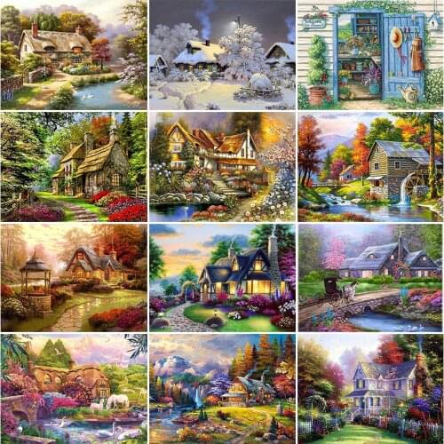 5D DIY Diamond Painting Landscape House Rhinestone Art Picture Full Square/Round Diamond Embroidery Mosaic Home Decoration Gift