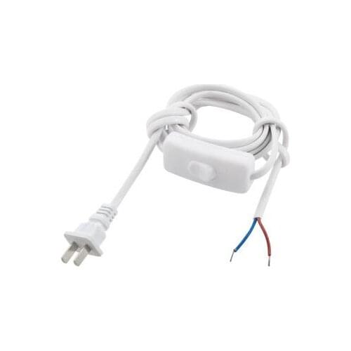 White US Plug AC110V AC250V Lamp Parts Power Cord Inline Button Switch 1.8M