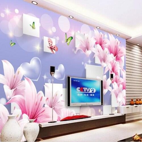Beibehang Large Custom Wallpaper Lily 3D 3D TV Backdrop Living Room Bedroom Sofa Decorative Painting