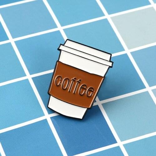 Beaut Coffee Cup Pin To go"coffee"travel mug Enamel Brooches Badges Lapel pins denim backpack Gifts for friend coffee lover