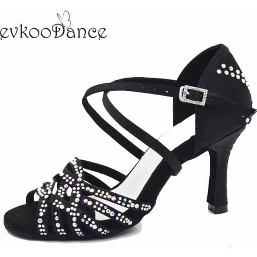 Evkoodance Zapatos De Baile Professiona Black Lady Dancing Shoes High Heel Salsa Latin Ballroom Dance Shoes For Women Evkoo-551
