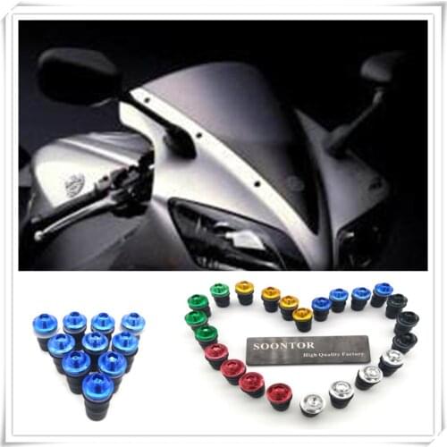 5mm motorcycle Windshield Windscreen Fastener Spike Bolts kit Screw Nuts for Kawasaki ZX6R ZX636R SUZUKI DL650 V-STROM DR