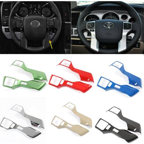ABS Carbon Fiber Pattern Car Interior Set Steering Wheel Button Frame Trim Decorative Accessories For Toyota Sequoia 2014-2020