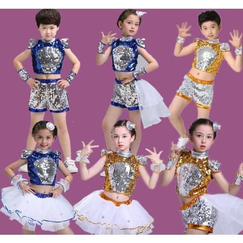 Children Jazz Dance Costume for Stage Mordern Kids Hip Hop Dance Clothing Kids Girls Top Dance Costumes Boy Street Dance Wear