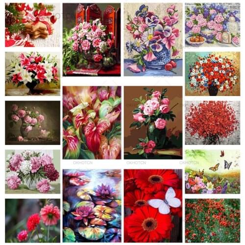 Red Rose Diamond Art Painting Vintage Mosaic Flowers 5D DIY Embroidery Home Decoration Mural Romantic Wall Art Cross Stitch Gift