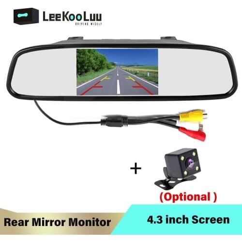 LeeKooLuu Car Auto 4.3'' TFT Car Parking Mirror Monitor 2 Video Input For Rear view Camera Waterproof Parking Assistance System