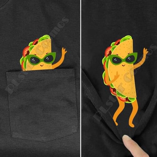 PLstar Cosmos summer t shirts Funny Taco Pocket Tee printed t-shirt men women shirts tops funny cotton black tees Drop shipping