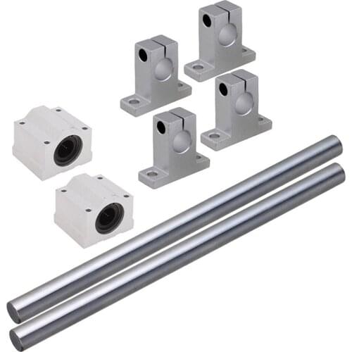 Silver 12MM Dia Cylinder Linear Shaft Optical Axis L200mm&CNC Ball Slide Units Linear Rail Support with Linear Bearing Set of 8