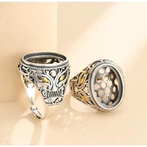 13*18mm 925 STERLING SILVER Semi Mount Bases Blanks base blank Pad men ring Setting jewelry findings (without stone) A5384