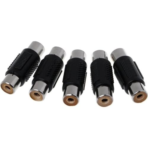 5 Pcs RCA Female to RCA Female Audio Video Cable Jack Plug Adapter Connector