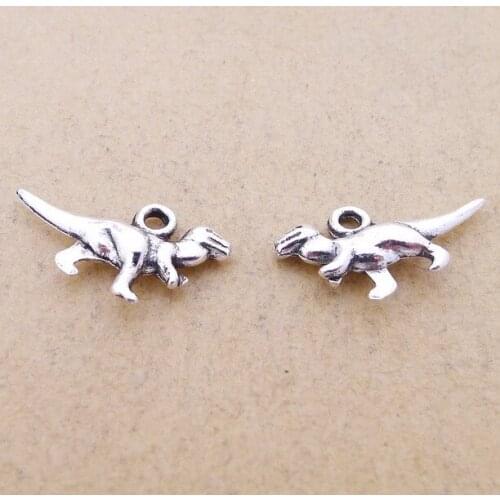 15 pieces/lot 11*21mm Dinosaur charm Necklace Pendant Bracelet Key chain Antique silver color Metal Jewelry accessory DIY