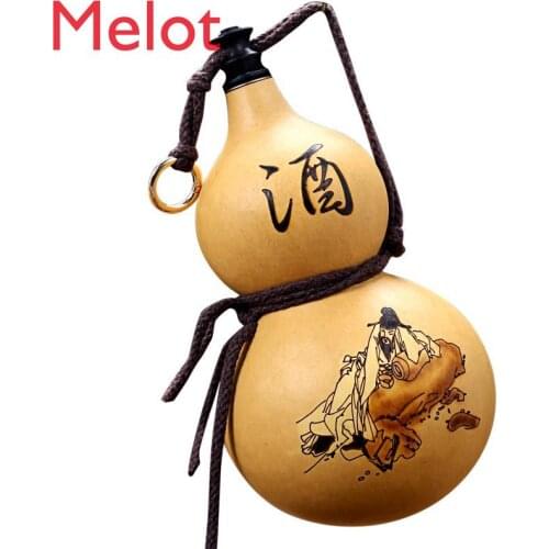 Luxury High-End Chinese Natural Wine Gourd Pendant Outdoor Carry Kettle Wine Pot Real Gourd Wooden Plug Mouth