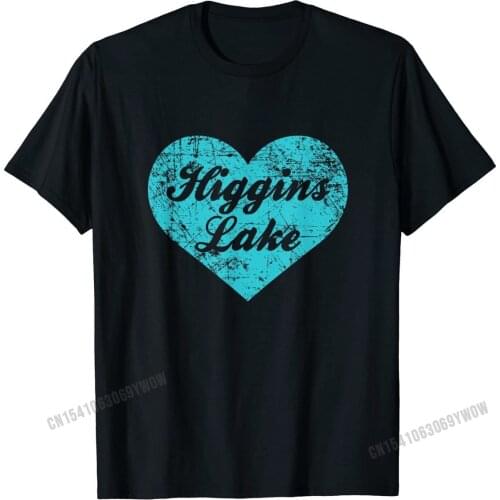 I Love Higgins Lake Shirt, Michigan Camping Gift Unique Tshirts Plain Cotton Men Tops Shirt Summer