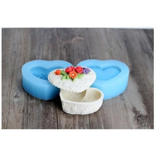 Silicone Mold DIY Gift Jewel Case Silicone Mold Heart Shape Mini Storage Box Silicone Mold Clay Resin Aroma Stone Moulds