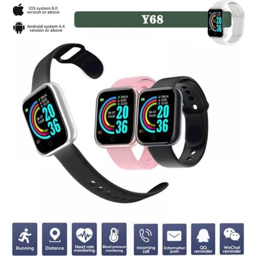 Bluetooth Smart Watches Men Waterproof Sport Fitness Tracker Smart Bracelet Blood Pressure Heart Rate Monitor Y68 Smartwatch