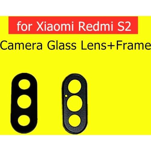 For Xiaomi Redmi S2 Back Rear Camera Glass Lens with Frame Holder with 3M Glue Replacement Repair Spare Parts