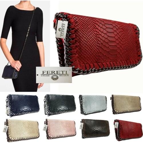 Snake Bag Small Chain Woman genuine leather Reptile Print Skin Hand Shoulder Bag Clutch S