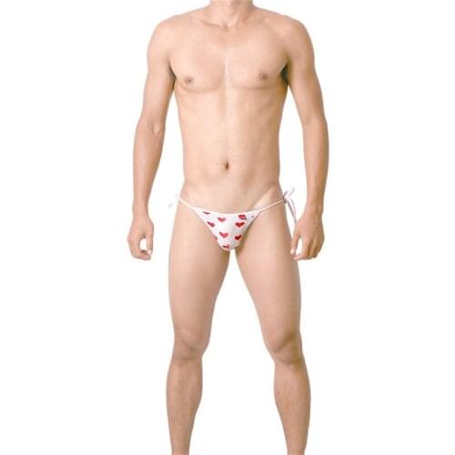 Free size sexy man briefs red heart printing color