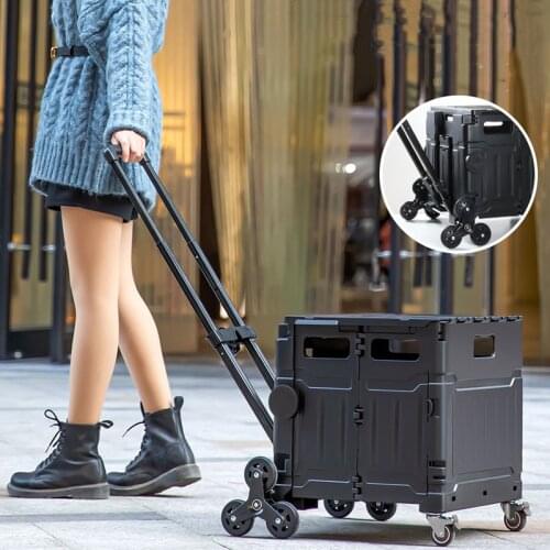 Camping Trolley Multifunction Folding Shopping Vehicle Things Storage Box Large Plastic Storage Box Cart Organizer Beach Trolley