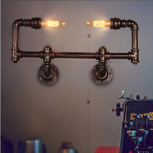 Loft Vintage Rustic Wall Lamps Classic Black lamparas Sconce Wall Light For Aisle Bar Bedroom Iron Industrial Pipe lamp