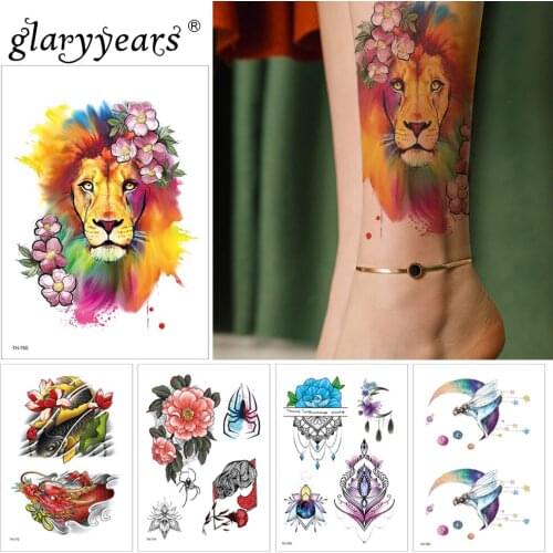 Glaryyears 1 Sheet Lion Pattern Temporary Tattoo Sticker Hot Fake Flash Waterproof Fashion Small Body Art Men Women TH