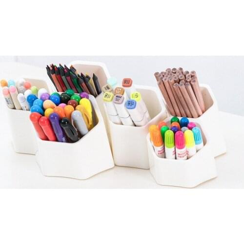 6 Grid Storage Box Pen Holder Office Stationery Pen Detachable Desktop Wall Hanging Student Hexagon Storage Box