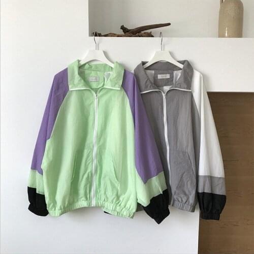 Jacket Womens Contrasting Color Stitching Sport Windbreak Sportswear 2020 Autumn Korean Casual Breathable Comfortable Fashion