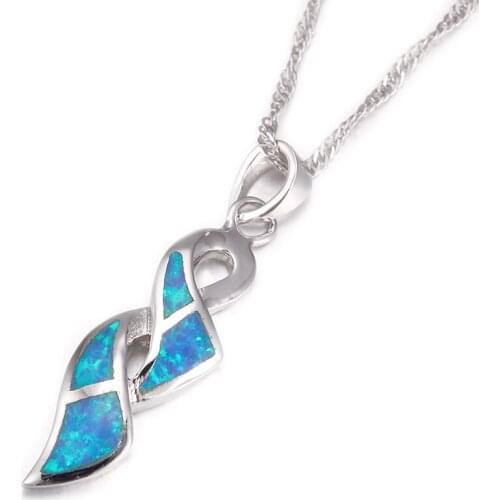 Fashion Blue Opal Pendant Free Chain Womens Gift OP146