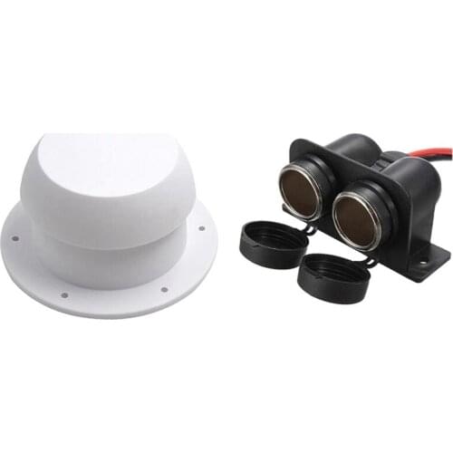 1pcs Round Mushroom Head Shape Ventilation Cap & 1pcs Cigarette Lighter Socket 12V Waterproof Dual Power Plug Outlet