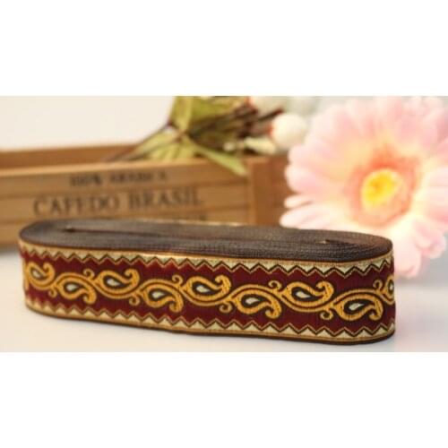 10yards/lot wide 3cm Woven Jacquard Ribbon classical design brown for curtain and clothing accessory LS-0877