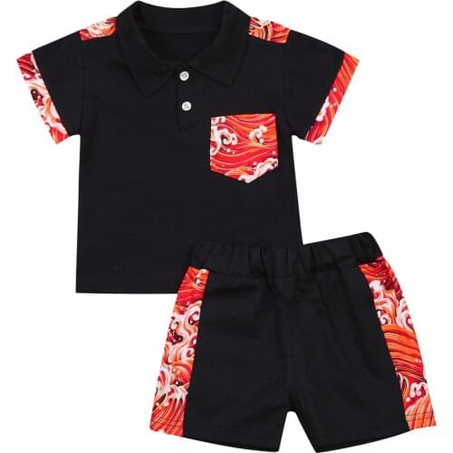 2021 Toddler Baby Boys Summer Clothes Sets Infant Newborn Short Sleeve Lapel T shirt + Casual Short Outfit 0-5Y