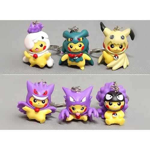 Pokemon Keychain Pikachu Action Figure Pokemon Elf Series Cosplay Pikachu Pvc Model Toy For Kids Girl Bag Pendant Christmas Gift