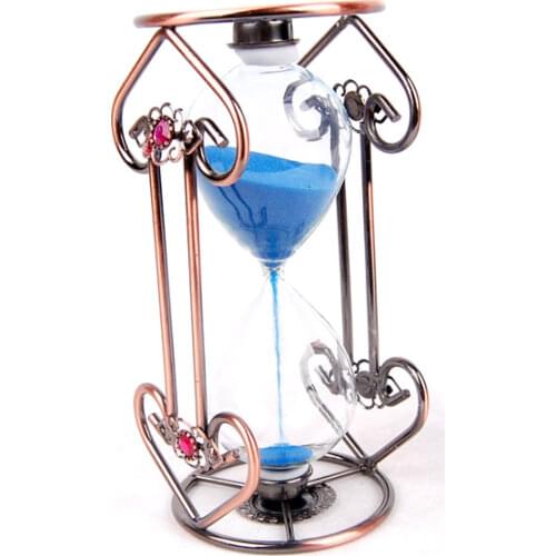 Bronze With Diamonds Small Iron Hourglass Gift Desktop Decoration Shooting props Garden Ornaments Sandglass