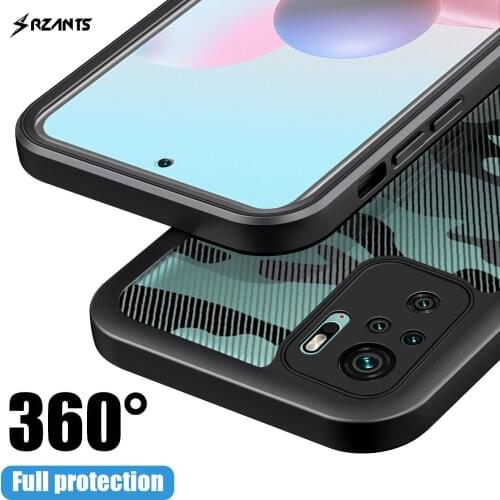 Rzants For Xiaomi Redmi Note 10 Pro Max 10S 4G 5G Case [360 Full Body] Camouflage Clear Cover WITHOUT Built in Screen Protector