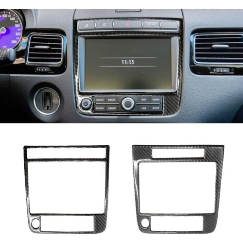 For VW Touareg 2011 2012 2013 2014 2015 2016 2017 2018 Carbon Fiber Interior Center Console Navigation Panel Frame Cover Trim