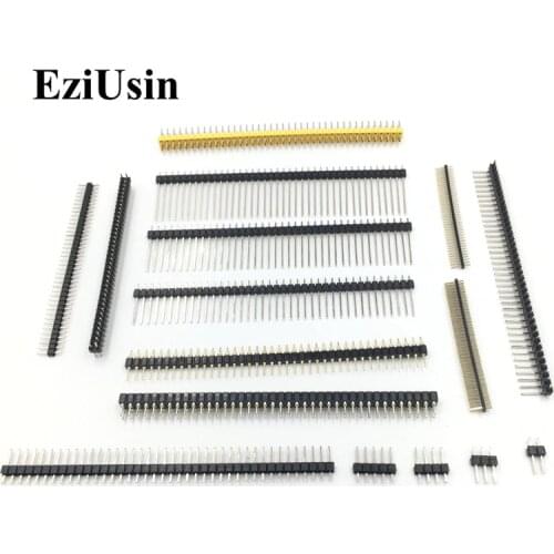 EziUsin 2.54 2.0 1.27 MM Male Femal Pinheader Right Angle Pin Header Flat Angle 10P 40P Single Double Row PCB Connector