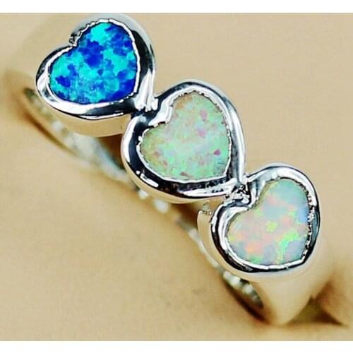 Fleure Esme White blue pink mix opal Engagement wedding rings Jewelry & Accessories for women Cute Rhodium plated R3563 size 7 9