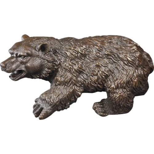 Ivorique DW-150 Bear Statue Sculpture Pure Bronze European Wildlife Animal Figurine Copper Artwork Home Desktop Garden Decor