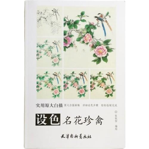 Famous Flower&Bird Traditional Chinese White Painting Coloring Book for Adults Big Size Drawing Papers (48x41cm/19.2x16.1In)