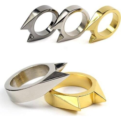 1PC Stainless Steel Self-defense Ring Women Men Survival Ring Tool Silver Gold Black Finger Ring Defense Ring EDC Multitool