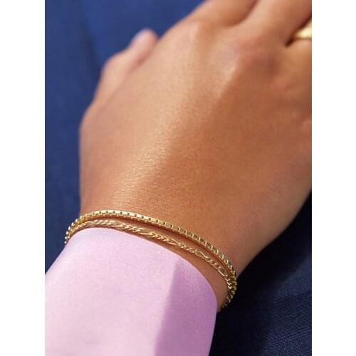 LUNA CHIAO Women Fashion Jewelry Stacked Chain Link Bracelet Set for Women