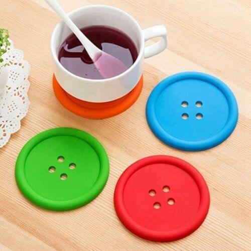 Creativity Silicone button coaster heat insulation pad for cup bowl Orange Coaster