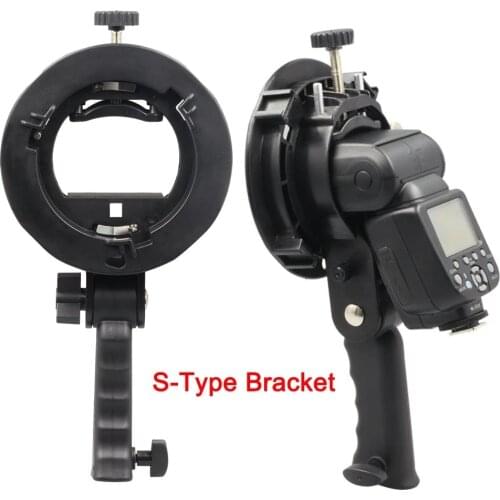 S-Type Bracket NEW Handheld Grip Bowens S Mount Holder for Speedlite Flash Snoot Softbox Beauty Dish Honeycomb for Godox Flash