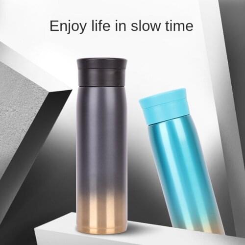 Fashionable simple colorful water cup portable double-layer insulation stainless steel vacuum insulation Thermoses water cup