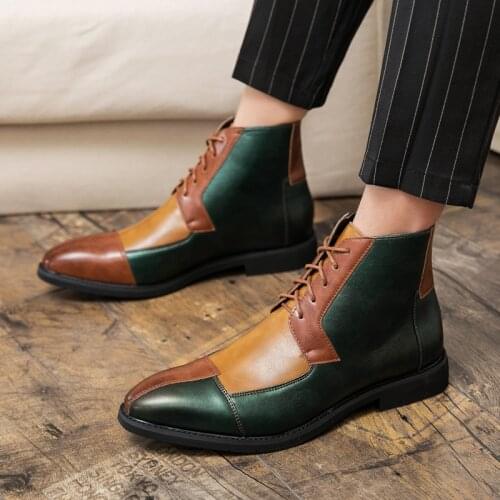 Men Boots Genuine Leather Chelsea Boots Mens Motorcycle Ankle Boots High Quality Wedding Party Dress Shoes Outdoor Walking Shoes