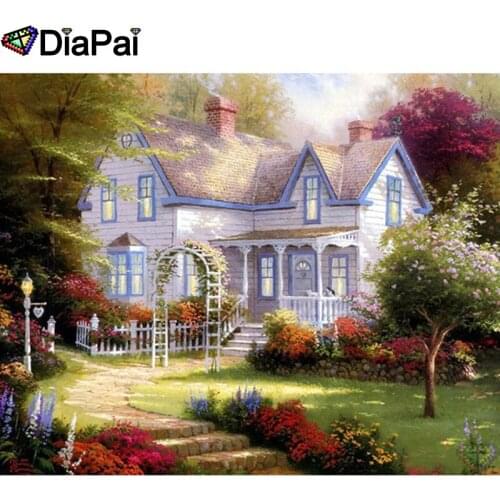 DIAPAI Diamond Embroidery DIY Diamond Painting Cross Stitch Kit "House flower" 5D Needlework Diamond Home Decoration A25430