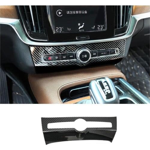 Carbon Fiber Printed Car Interior Styling Audio Control Panel Sticker Cover Moulding Trim for VOLVO S90 2016 2017 2018 2019 2020