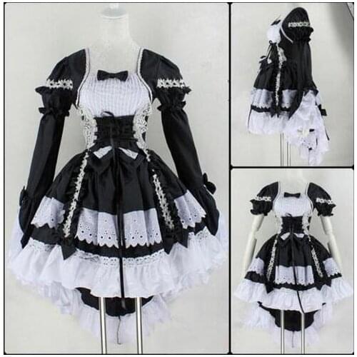 New 2017 Halloween Costume For Women Girls Sexy Sweet Gothic Lolita Dress Sissy Maid Uniform Anime Maid Cosplay Costume